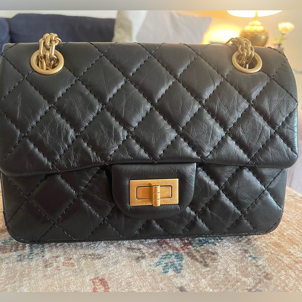 Chanel black calfskin 2.55 reissue mini